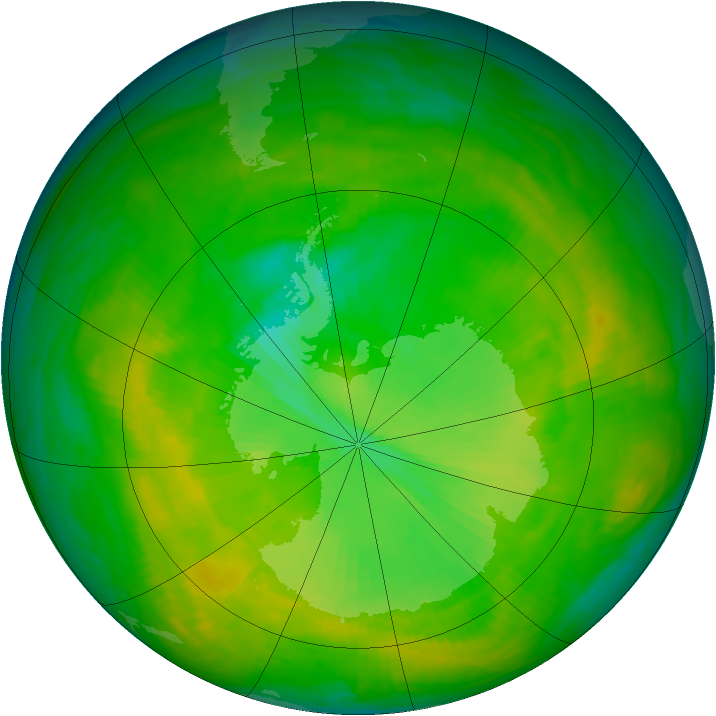 Antarctic ozone map for 28 November 1982